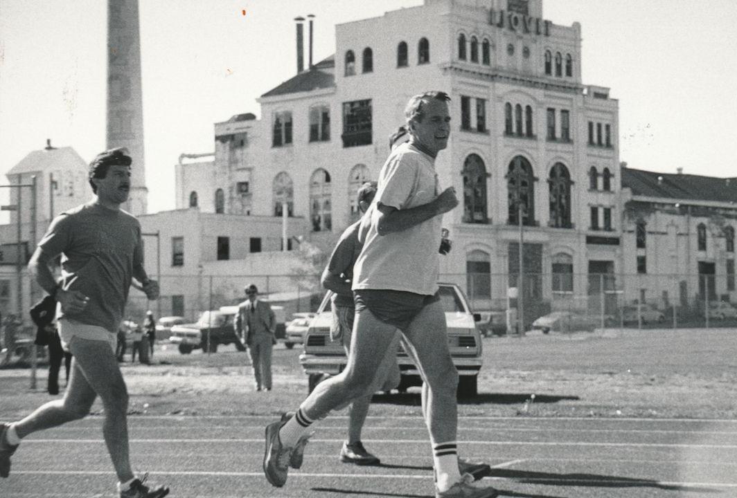Vice President George H.W. Bush jogging in front of Tivoli